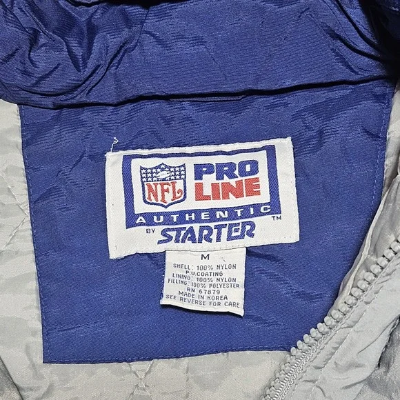 Vintage 90s Starter NFL Dallas Cowboys 1/2 Zip Pullover Hooded Jacket Quilted M